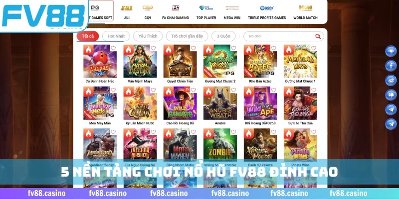 5 nền tảng chơi nổ hũ FV88 đỉnh cao