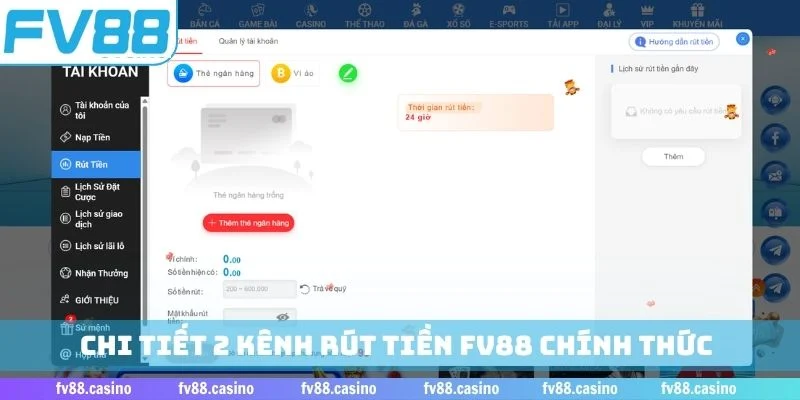Chi tiết 2 kênh rút tiền FV88 chính thức