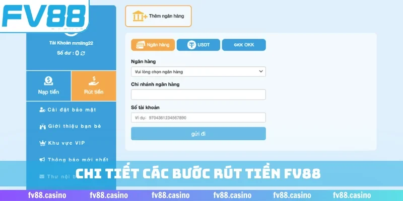 Chi tiết các bước rút tiền FV88