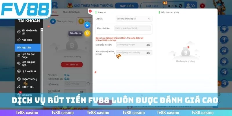 Dịch vụ rút tiền FV88 luôn được đánh giá cao