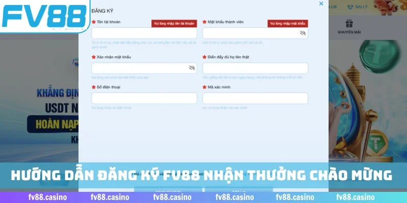 Hướng dẫn đăng ký FV88 nhận thưởng chào mừng
